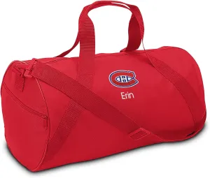 Montreal Canadiens Personalized Youth Duffel Bag, Officially Licensed (Red)