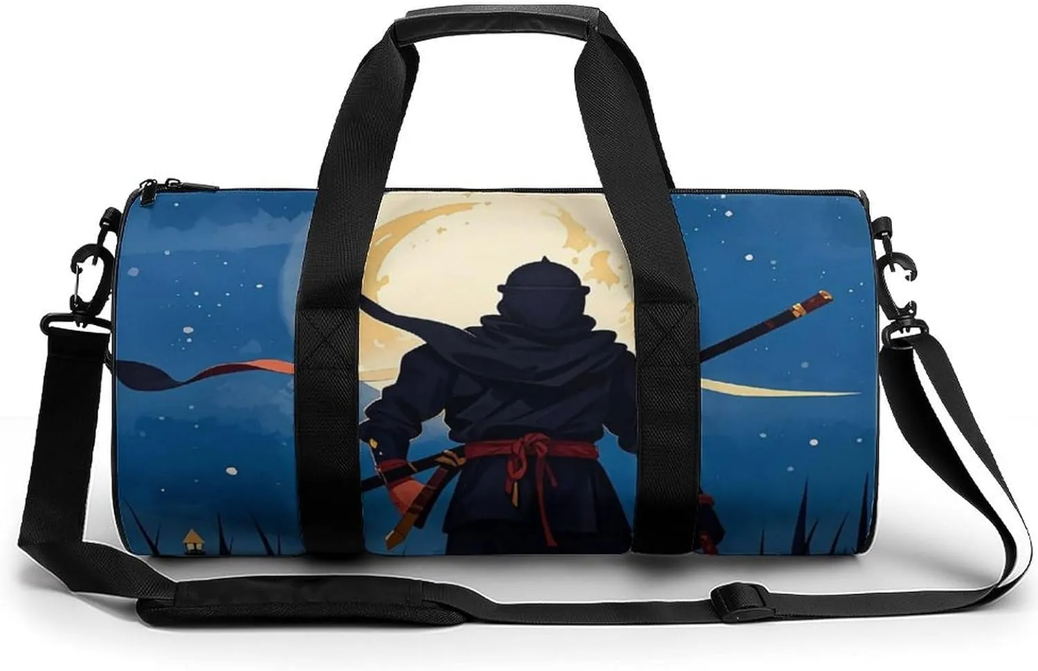 Moonlight Watercolor Style Ninja Gym Bag Small Travel Duffle Bag with Compartment Carry On Weekender Bag for Women Men