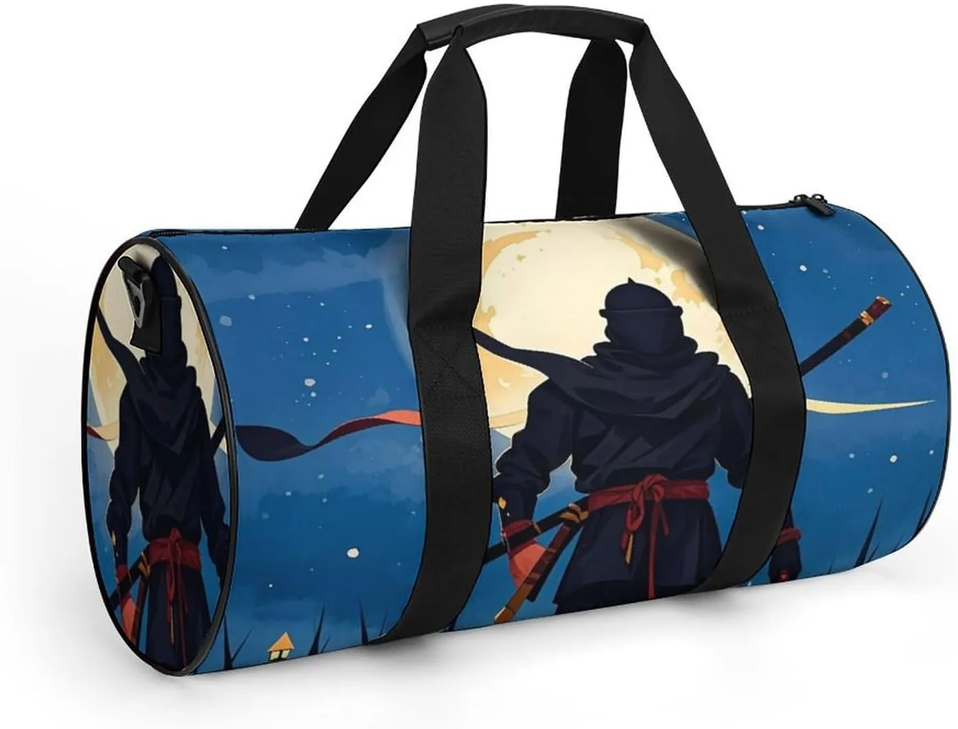 Moonlight Watercolor Style Ninja Gym Bag Small Travel Duffle Bag with Compartment Carry On Weekender Bag for Women Men
