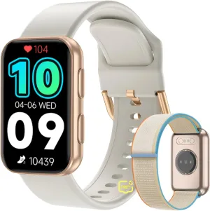 MorePro AIR2 Fitness Tracker, Smart Watch with 24/7 Heart Rate and Blood Pressure, Step Calorie Counter, Sleep & Blood oxy-gen Monitor, IP68 Waterproof Fitness Watch for Women Men Android iOS(Gold)