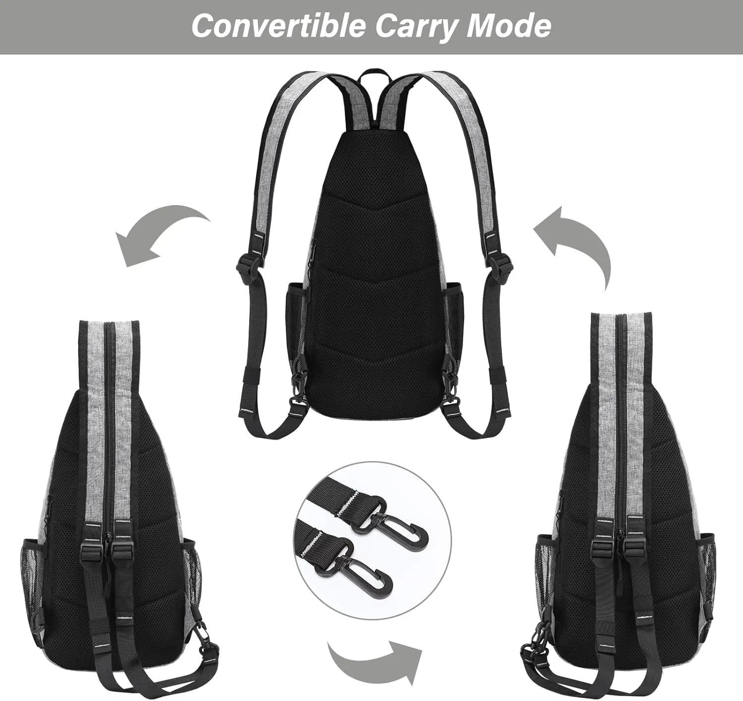 MOSISO Sling Backpack Travel Hiking Daypack, Double Layer Crossbody Sling Bag Convertible Backpack with Front Vertical Pocket