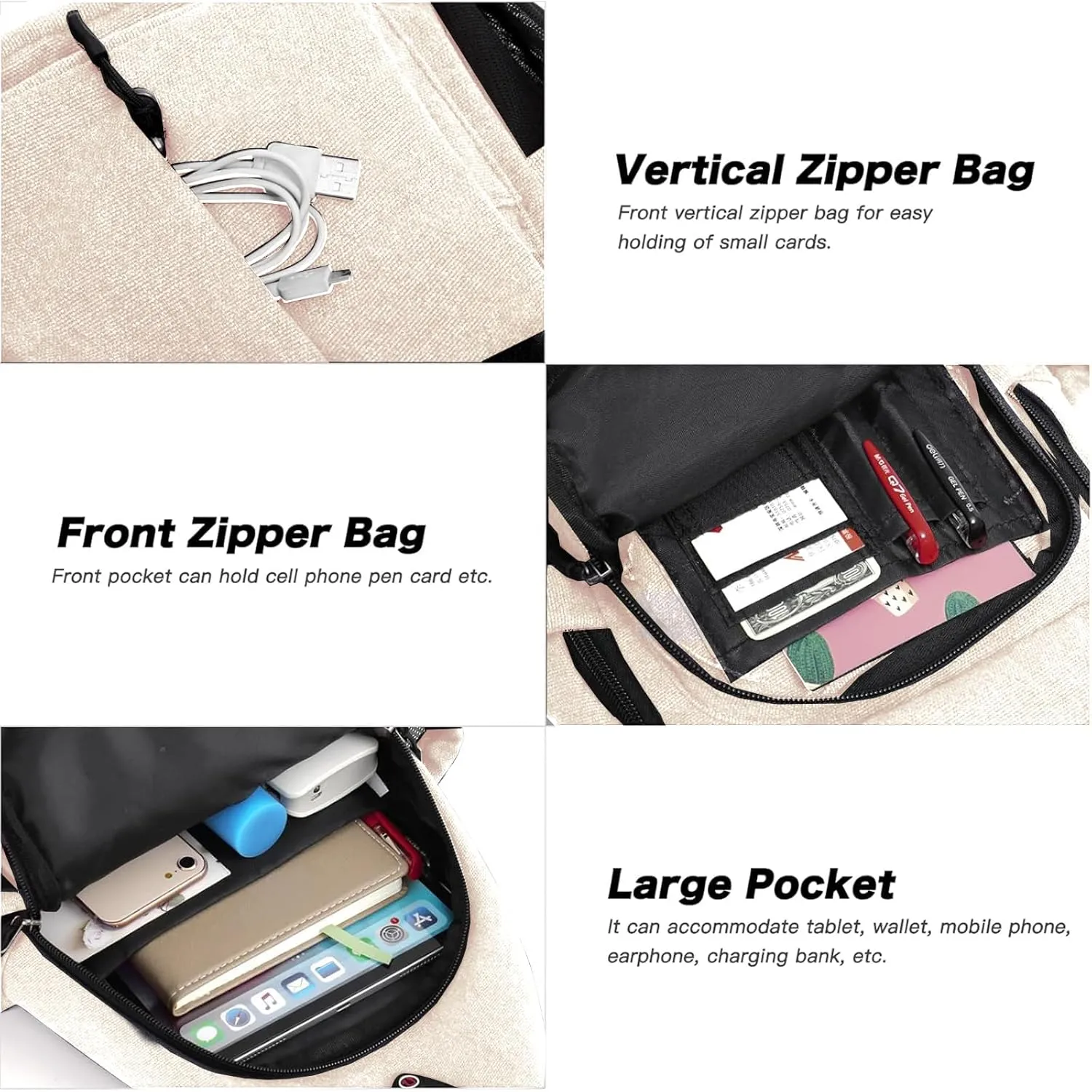 MOSISO Sling Backpack,Canvas Crossbody Hiking Daypack Bag with Anti-theft Pocket