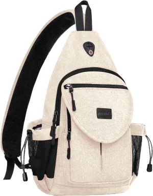 MOSISO Sling Backpack,Canvas Crossbody Hiking Daypack Bag with Anti-theft Pocket