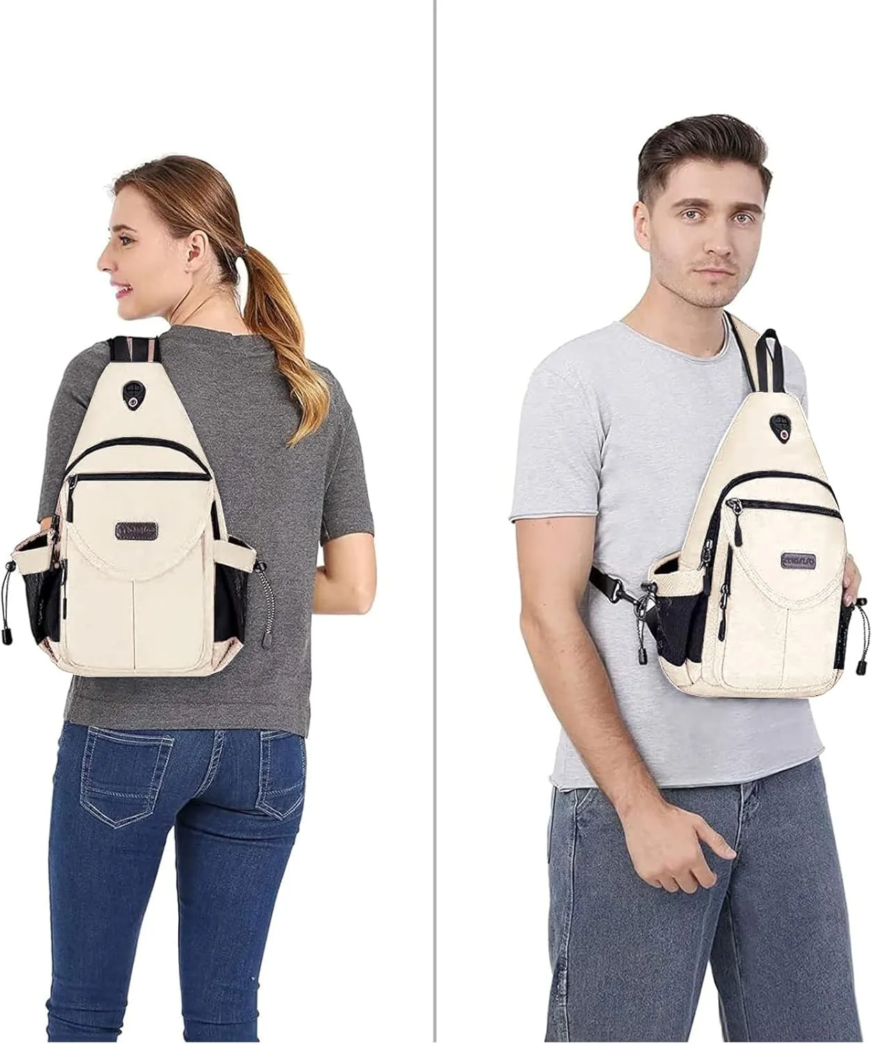 MOSISO Sling Backpack,Canvas Crossbody Hiking Daypack Bag with Anti-theft Pocket