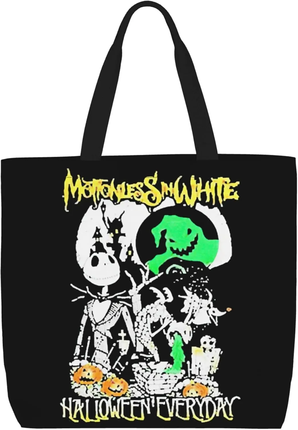 Motionless Rock In White Tote Bag for Women Lightweight Large Tote Bag Shoulder Bag Handbag for Travel Work Gym, Black