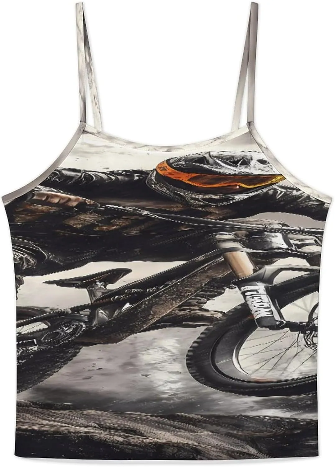 Mountain Bike Rider Women's Strap Pajama Set Silk Pajamas for Summer