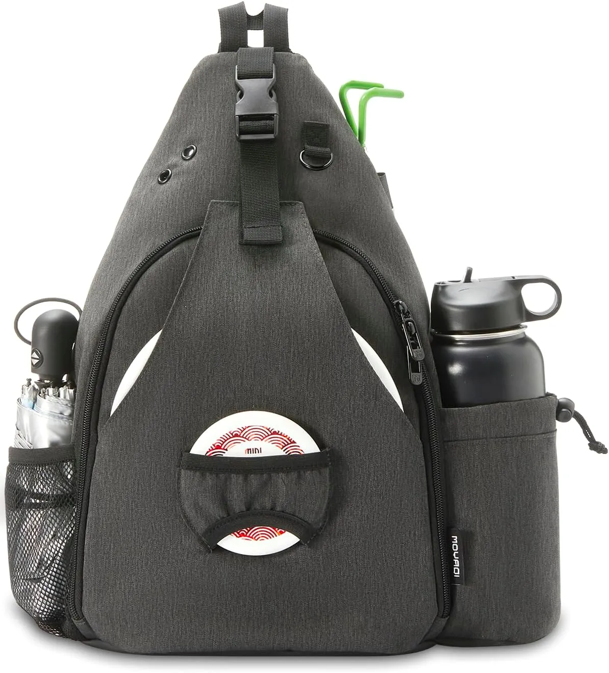 MOYAQI Disc Golf Bag with Retriever Holder and Storage Pockets, Disc Golf Backpack with 8-10 Disc Capacity, Padded Adjustable Strap and Back Panel, Lightweight and Durable