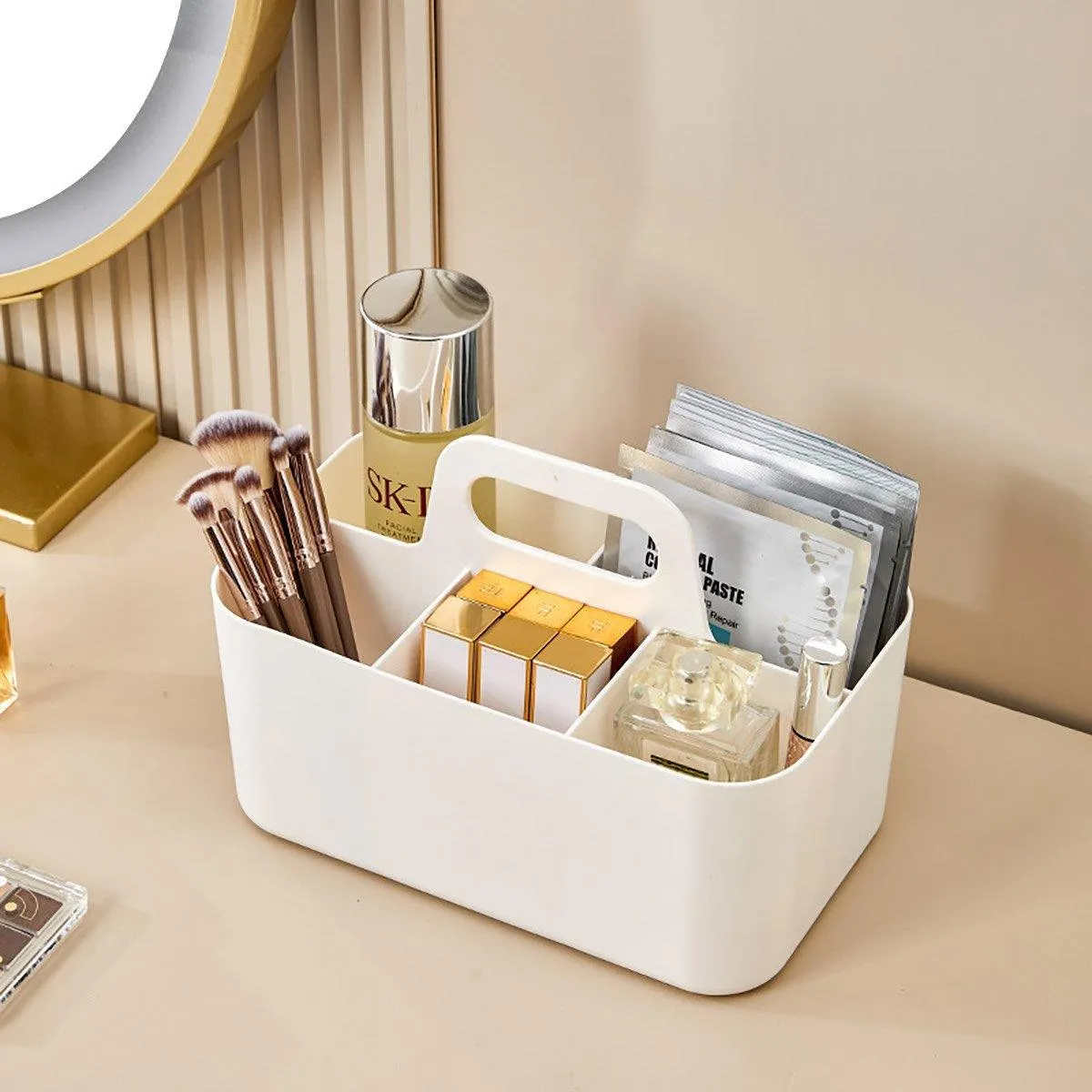 Multi Functional Desktop Organizer Compartmentalized Storage Box Portable Basket
