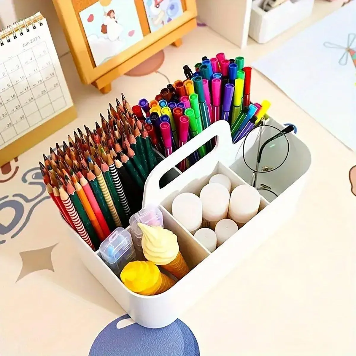 Multi Functional Desktop Organizer Compartmentalized Storage Box Portable Basket