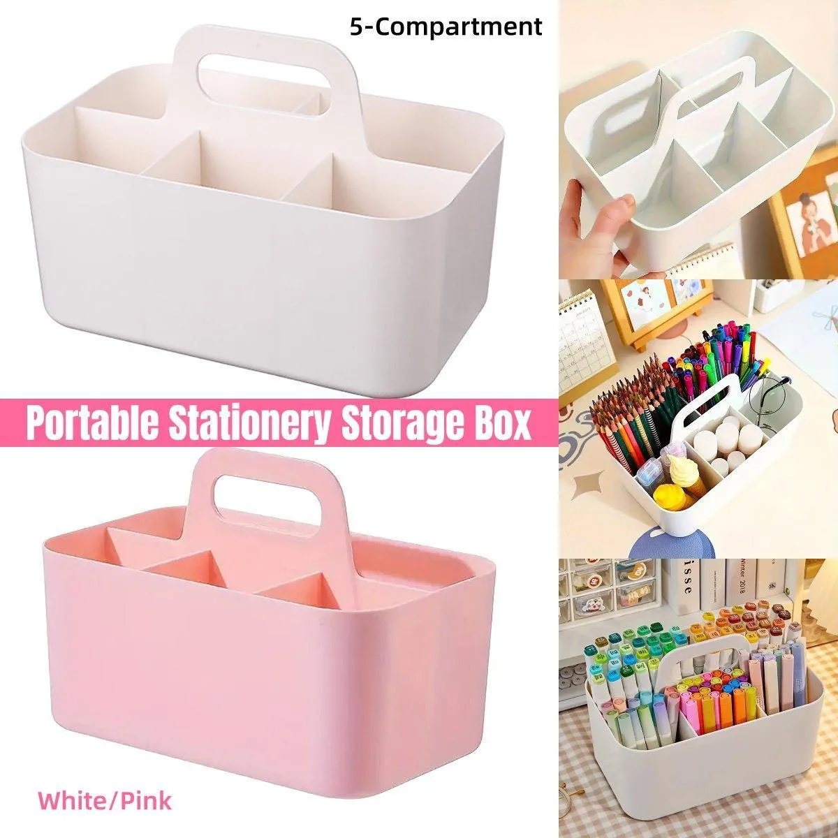Multi Functional Desktop Organizer Compartmentalized Storage Box Portable Basket