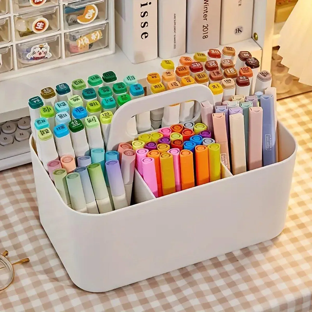 Multi Functional Desktop Organizer Compartmentalized Storage Box Portable Basket