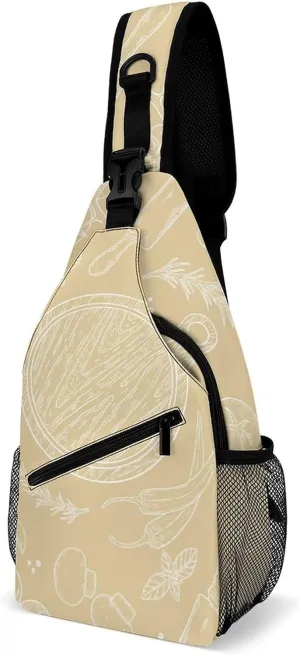 Mushroom-leaf Crossbody Sling Backpack, Shoulder Bag Chest Bag for Travel Sport Running, 38x20cm, Style-4