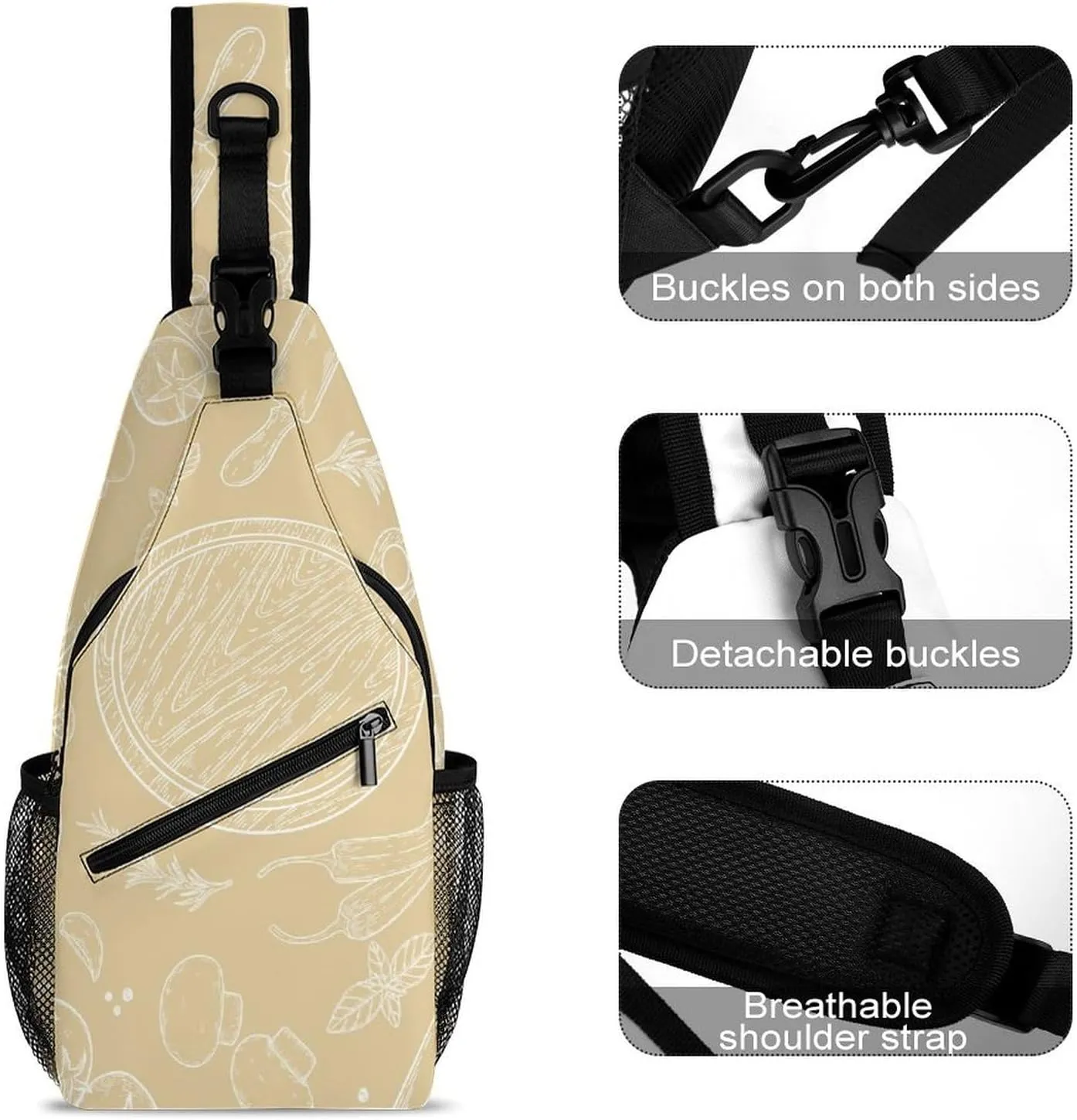 Mushroom-leaf Crossbody Sling Backpack, Shoulder Bag Chest Bag for Travel Sport Running, 38x20cm, Style-4