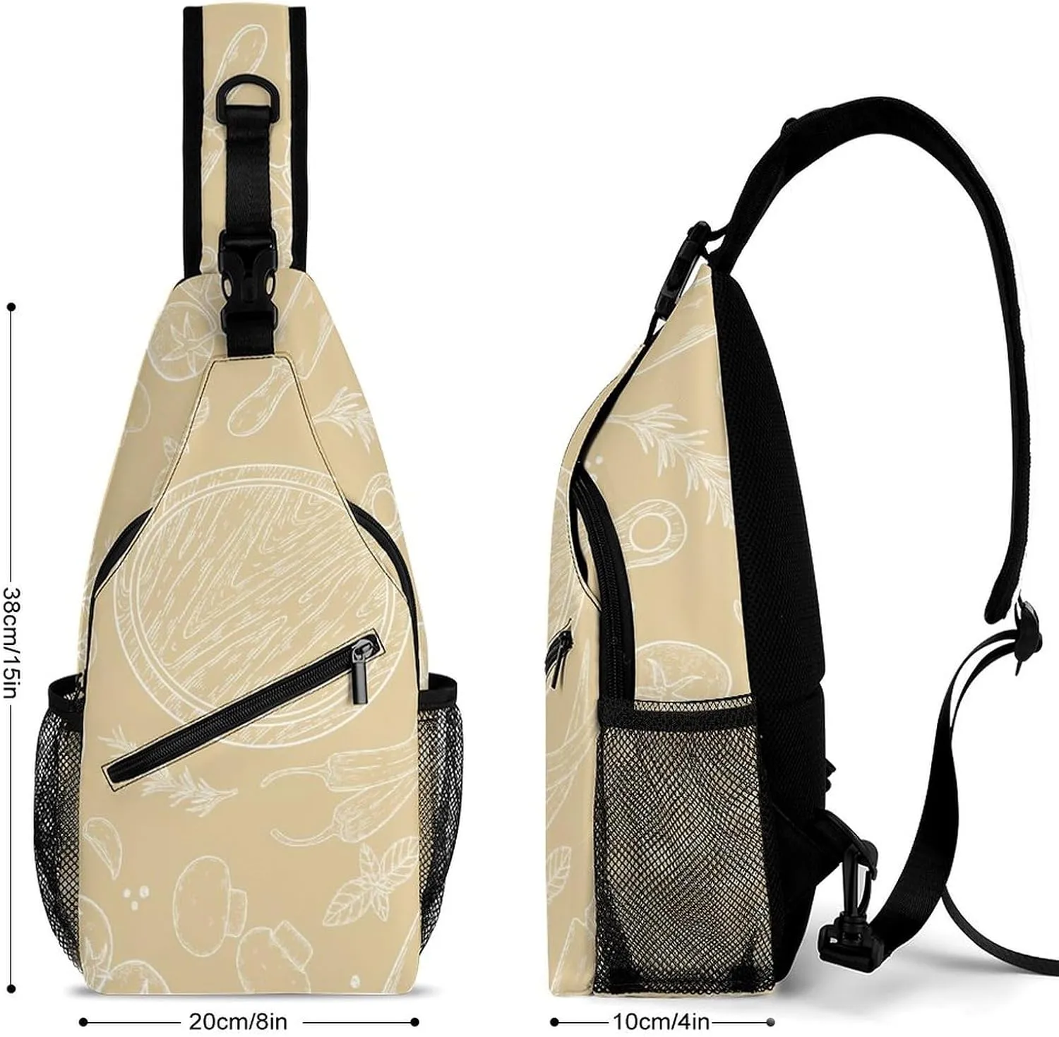 Mushroom-leaf Crossbody Sling Backpack, Shoulder Bag Chest Bag for Travel Sport Running, 38x20cm, Style-4