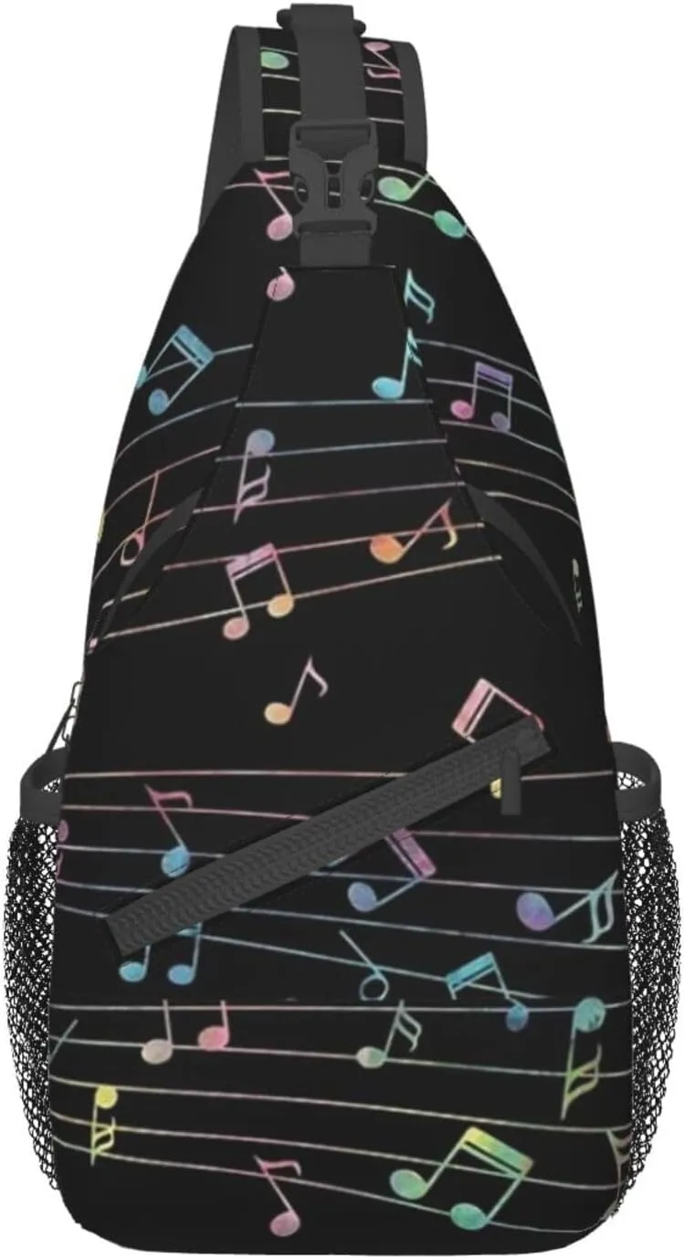 Music Notes Crossbody Bag Music Shoulder Bag Backpack Notes Sling Bag Chest Casual Daypack for Outdoor