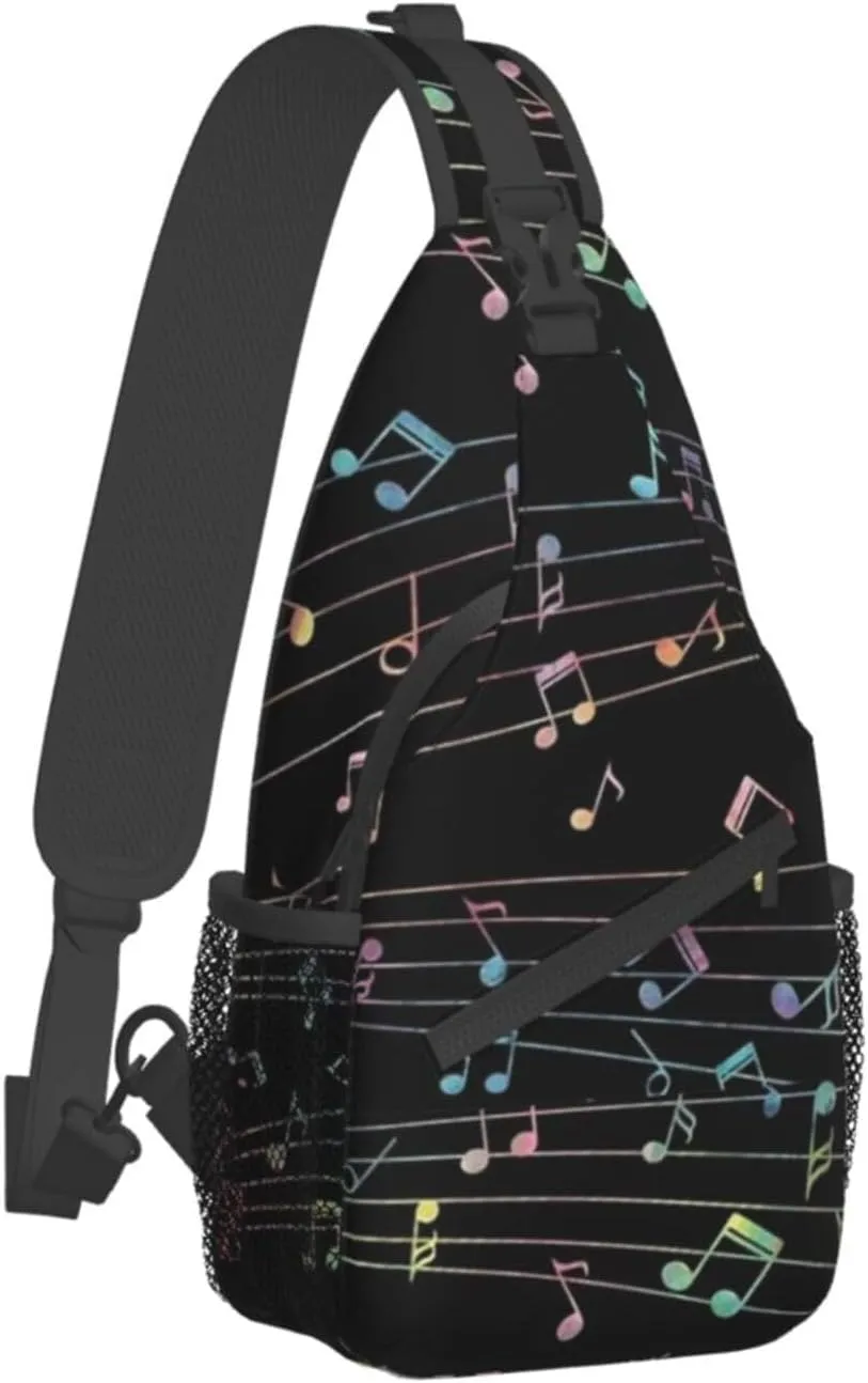 Music Notes Crossbody Bag Music Shoulder Bag Backpack Notes Sling Bag Chest Casual Daypack for Outdoor