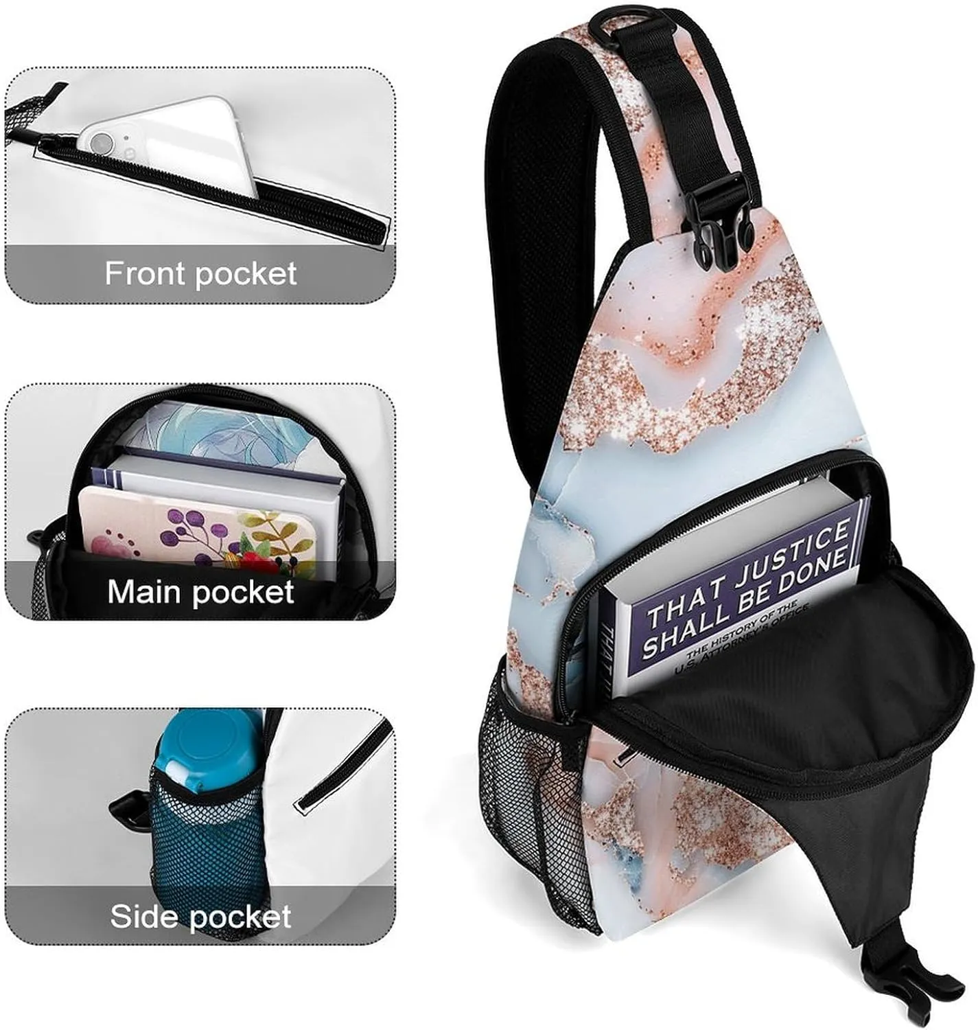 Music Symbols Love Sling Bag Lightweight Crossbody Chest Pack Travel Shoulder Bag with Adjustable Strap
