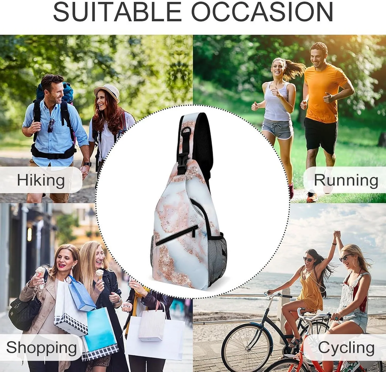 Music Symbols Love Sling Bag Lightweight Crossbody Chest Pack Travel Shoulder Bag with Adjustable Strap