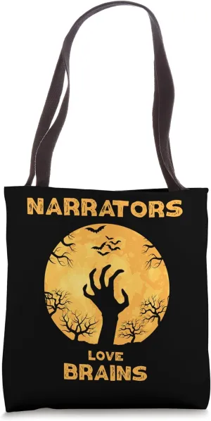 Narrators Love Brains Funny Halloween Narrator Tote Bag