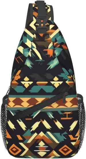 Native American Patterns Print Sling Bag Crossbody Travel Hiking Chest Backpack Shoulder Daypack For Women Men