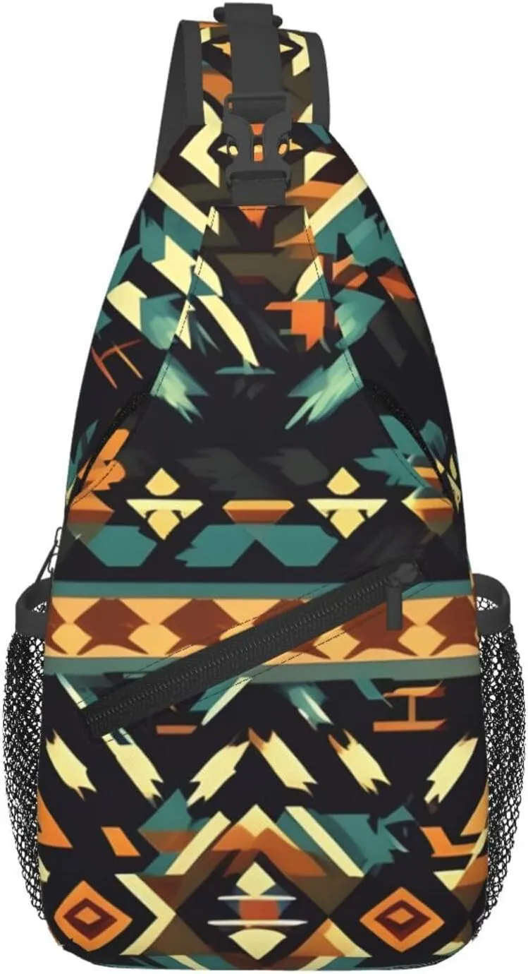 Native American Patterns Print Sling Bag Crossbody Travel Hiking Chest Backpack Shoulder Daypack For Women Men