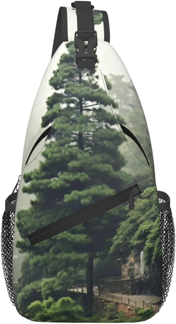 Nature Cedar Men'S Casual Chest Crossbody Bag, Lightweight Durable Shoulder Sling Pack For Daily Use, Travel, And Outdoor.