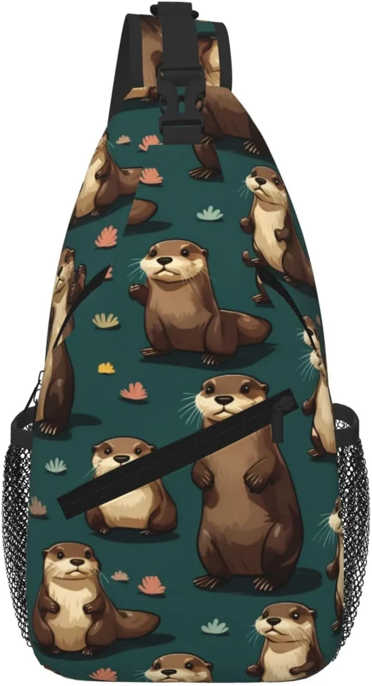 Naughty Beaver Men Casual Diagonal Chest Bag Cross Package Diagonally Women Travel Satchel Single Shoulder Bag