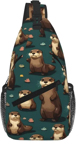 Naughty Beaver Men Casual Diagonal Chest Bag Cross Package Diagonally Women Travel Satchel Single Shoulder Bag