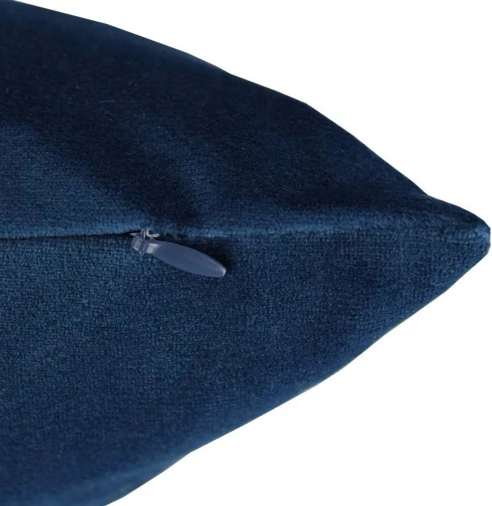 Navy Velvet Pillowcases Dark Blue Square Throw Pillow Covers Decorative Couch Sofa Solid Decor Cushion Cases Super Soft for Bedroom Car Office 16x16 Inch Set of 2, 40x40cm