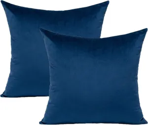 Navy Velvet Pillowcases Dark Blue Square Throw Pillow Covers Decorative Couch Sofa Solid Decor Cushion Cases Super Soft for Bedroom Car Office 16x16 Inch Set of 2, 40x40cm
