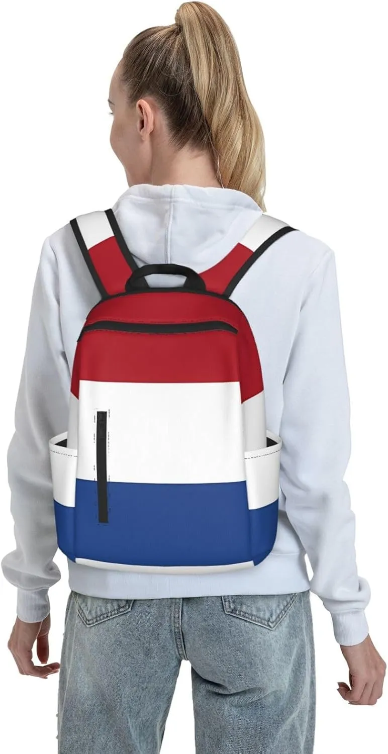 Netherlands Holland Flag Casual Backpacks Large Capacity Laptop Backpack Sports Fitness Rucksack Travel Carry-On Daypack Work Bag for Outdoor Camping