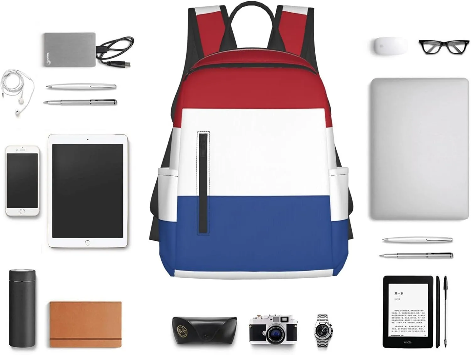 Netherlands Holland Flag Casual Backpacks Large Capacity Laptop Backpack Sports Fitness Rucksack Travel Carry-On Daypack Work Bag for Outdoor Camping