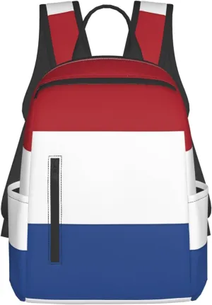 Netherlands Holland Flag Casual Backpacks Large Capacity Laptop Backpack Sports Fitness Rucksack Travel Carry-On Daypack Work Bag for Outdoor Camping