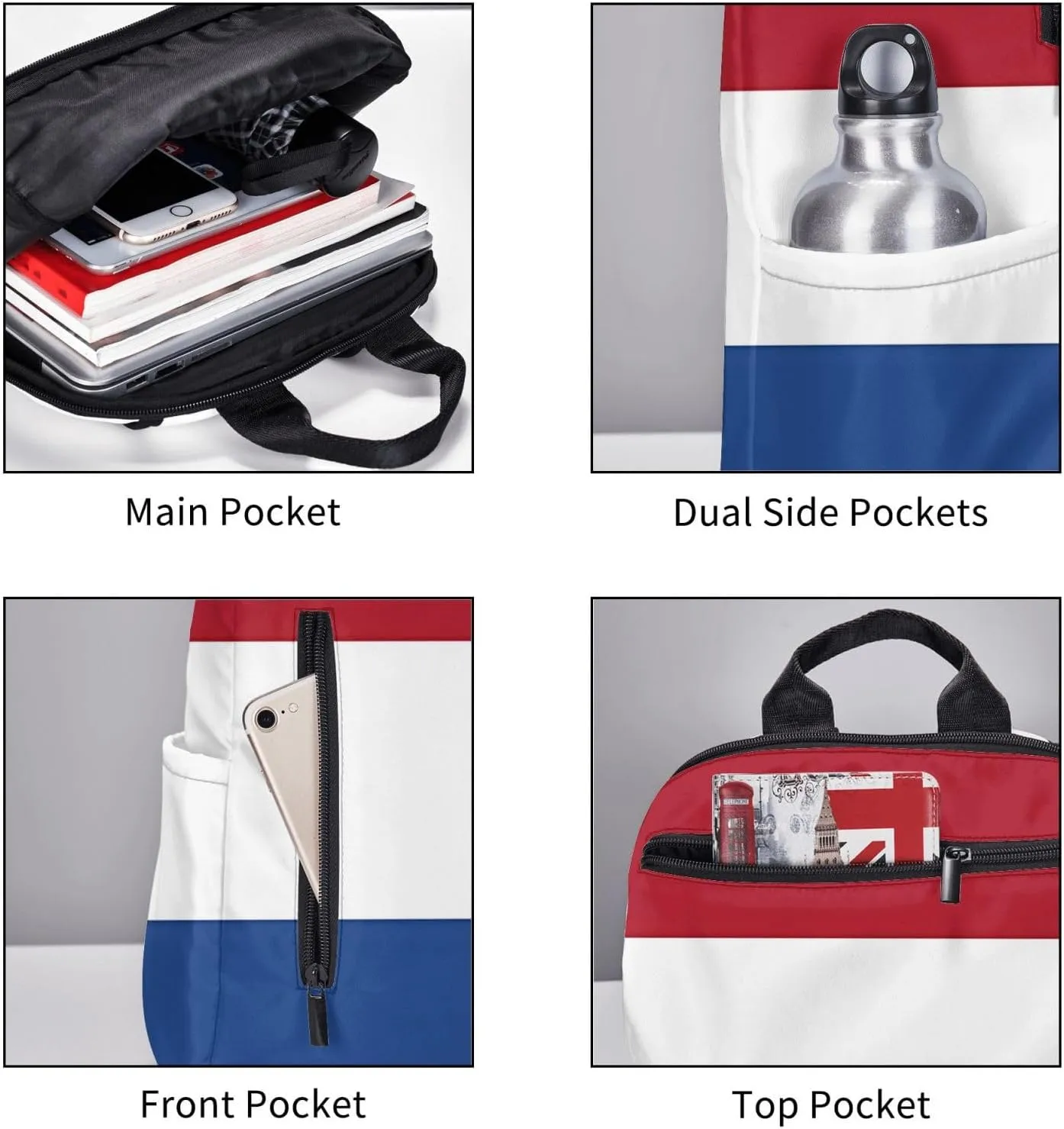Netherlands Holland Flag Casual Backpacks Large Capacity Laptop Backpack Sports Fitness Rucksack Travel Carry-On Daypack Work Bag for Outdoor Camping