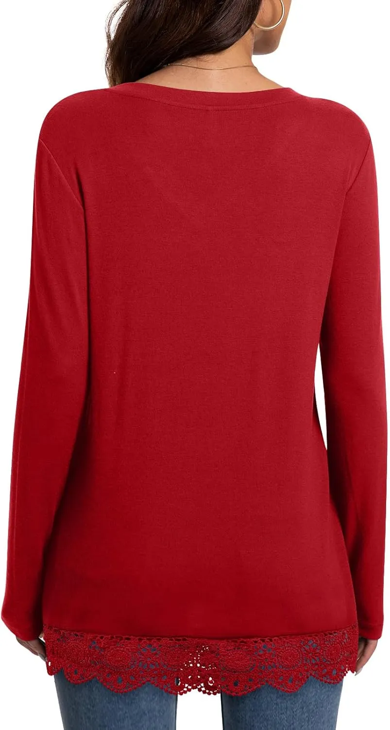 Netsmile Women's Fall Long Sleeve V-Neck Tunic Tops Casual Sweatshirt for Leggings