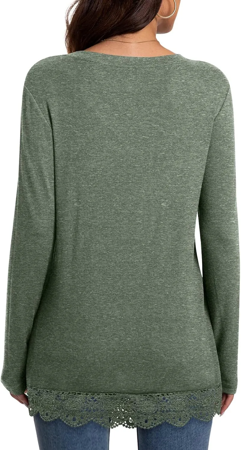 Netsmile Women's Fall Long Sleeve V-Neck Tunic Tops Casual Sweatshirt for Leggings