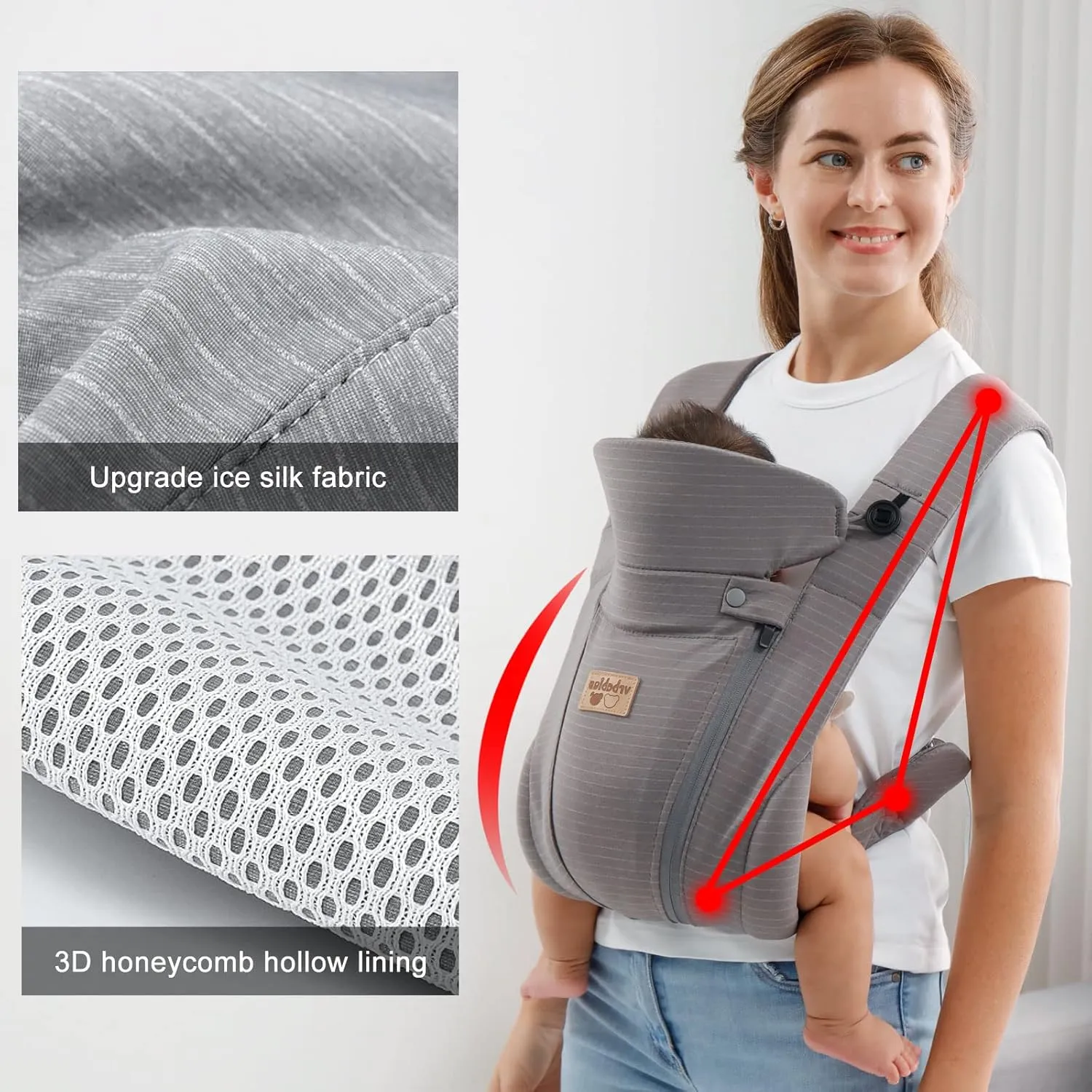 New Upgrade Ergonomic Baby Carrier Newborn Toddler Wrap Carrier,Hands Free Baby Sitting Sling,Breathable,Perfect for Infants/Chest Sling for Babies Shower Gift (Dark Grey, Classic-Without Belt)