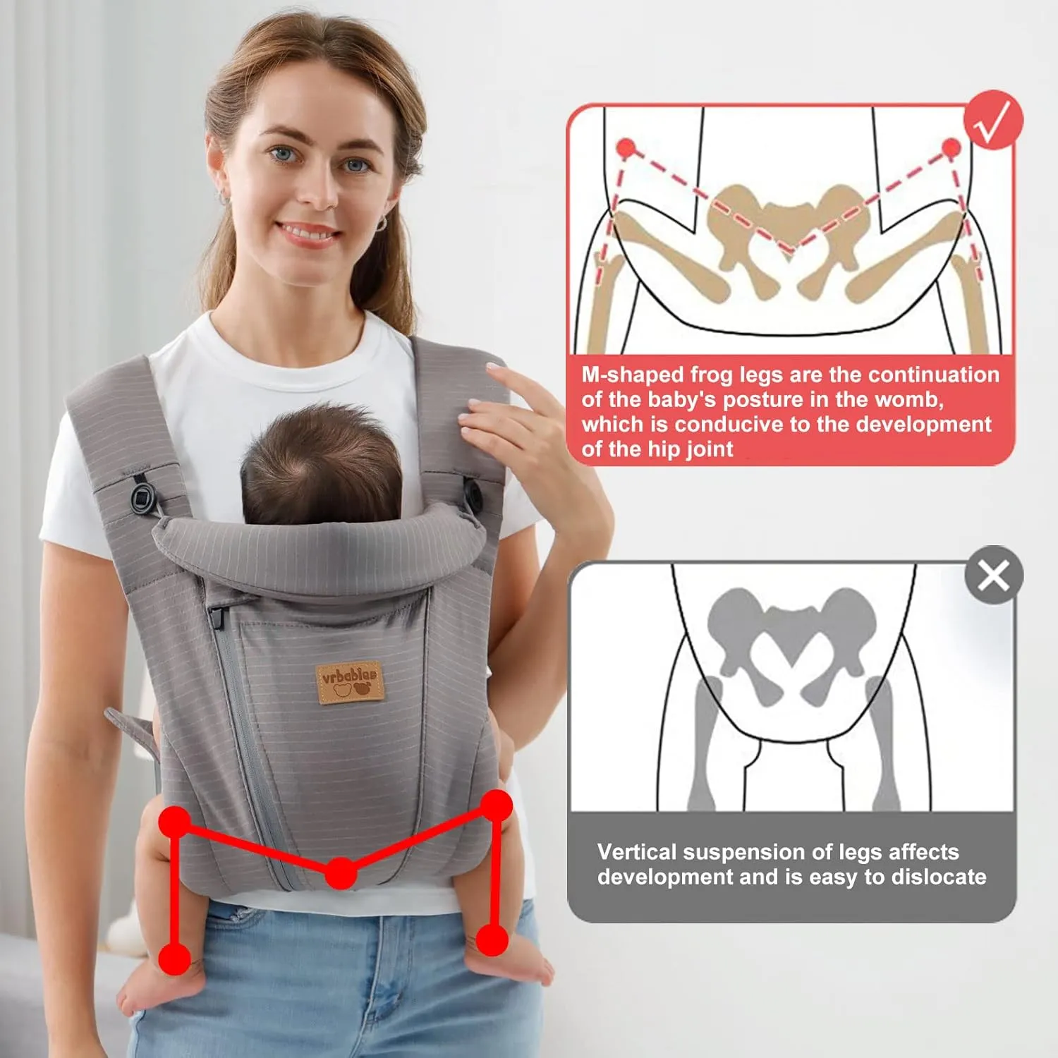 New Upgrade Ergonomic Baby Carrier Newborn Toddler Wrap Carrier,Hands Free Baby Sitting Sling,Breathable,Perfect for Infants/Chest Sling for Babies Shower Gift (Dark Grey, Classic-Without Belt)