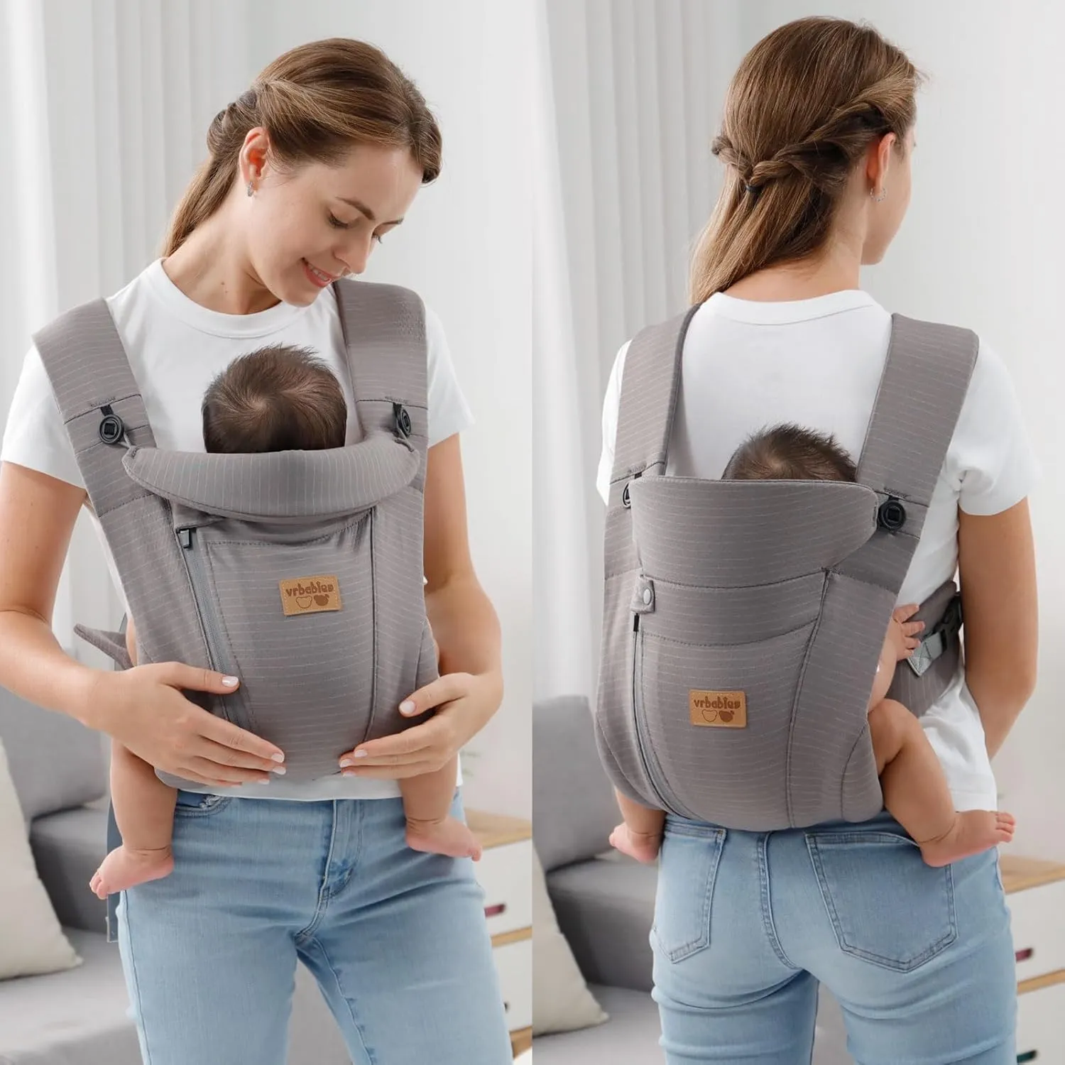 New Upgrade Ergonomic Baby Carrier Newborn Toddler Wrap Carrier,Hands Free Baby Sitting Sling,Breathable,Perfect for Infants/Chest Sling for Babies Shower Gift (Dark Grey, Classic-Without Belt)