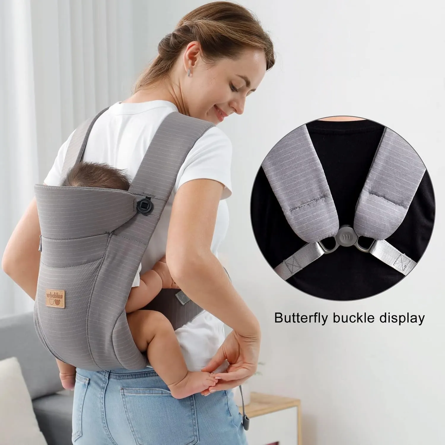 New Upgrade Ergonomic Baby Carrier Newborn Toddler Wrap Carrier,Hands Free Baby Sitting Sling,Breathable,Perfect for Infants/Chest Sling for Babies Shower Gift (Dark Grey, Classic-Without Belt)
