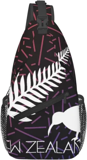 New Zealand Fern Small Crossbody Backpack Sling Bag For Men Women Mini One Shoulder Chest Bags Gym Sport Travel Hiking Daypack