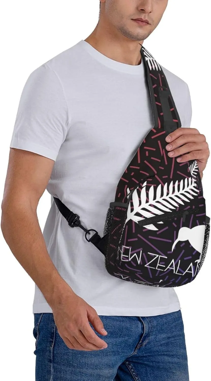 New Zealand Fern Small Crossbody Backpack Sling Bag For Men Women Mini One Shoulder Chest Bags Gym Sport Travel Hiking Daypack