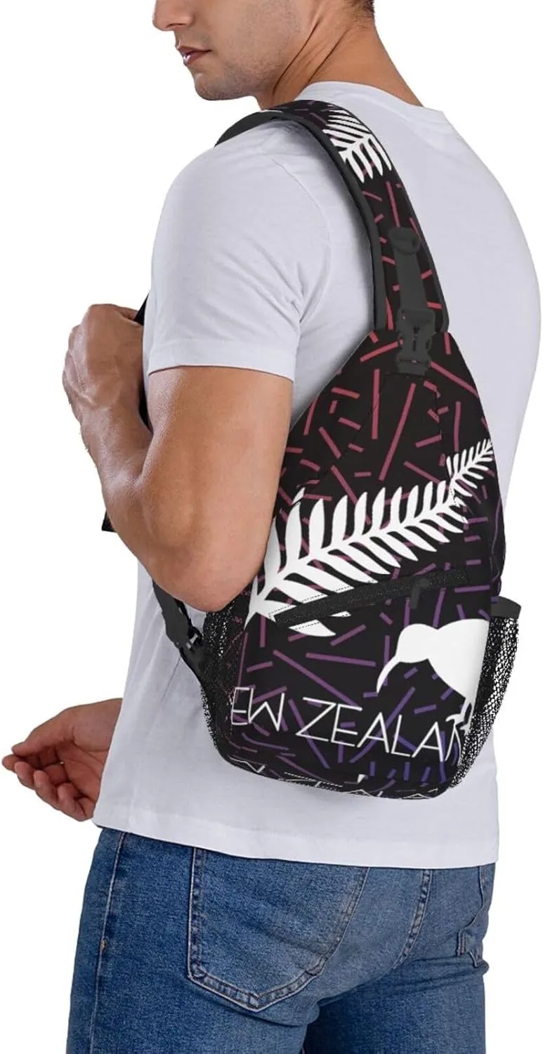 New Zealand Fern Small Crossbody Backpack Sling Bag For Men Women Mini One Shoulder Chest Bags Gym Sport Travel Hiking Daypack