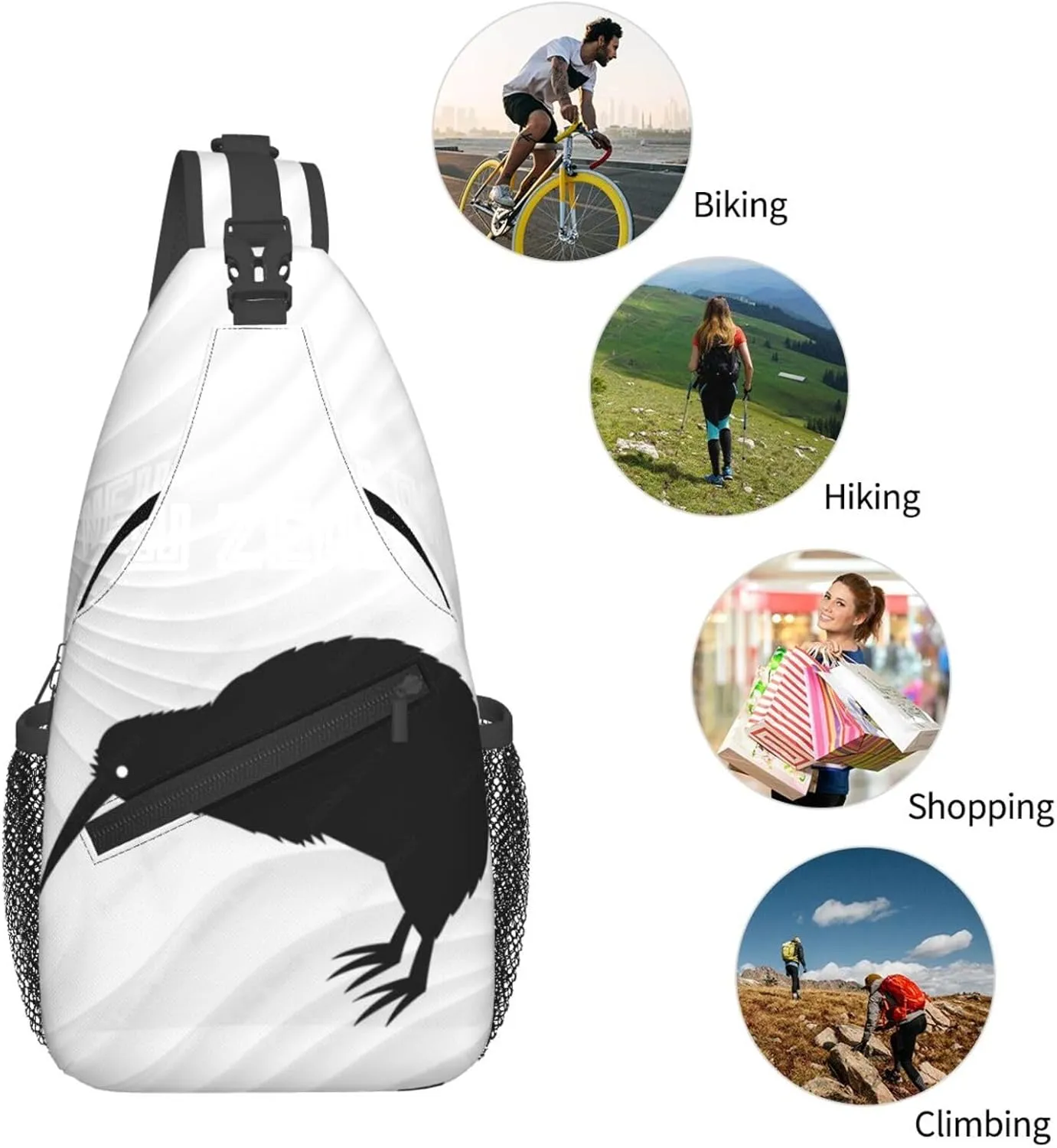 New Zealand Kiwi Bird Small Crossbody Backpack Sling Bag For Men Women Mini One Shoulder Chest Bags Gym Sport Travel Hiking Daypack