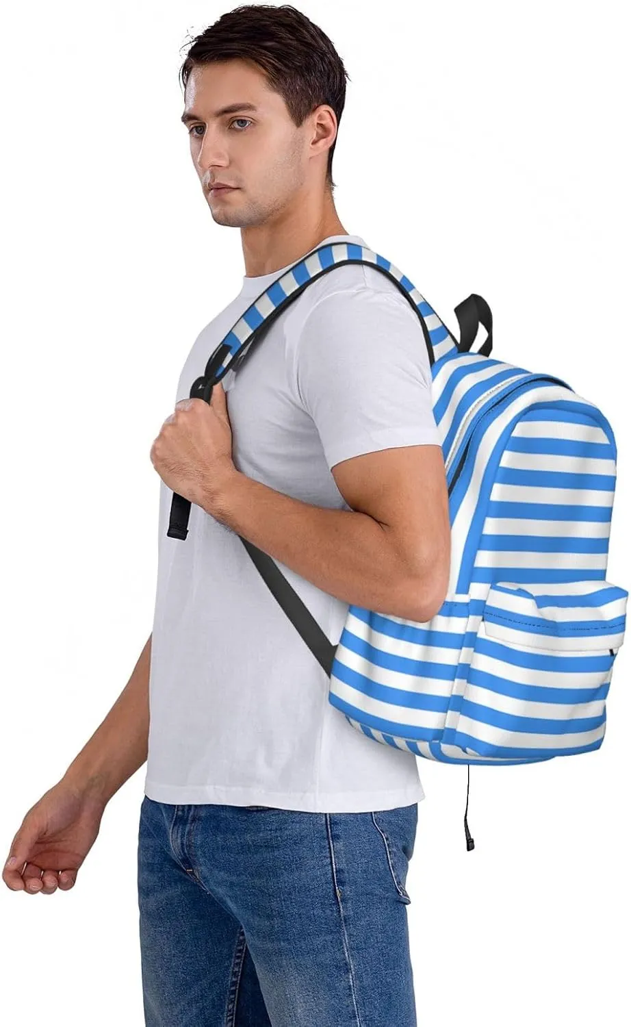 Nicaragua Flag Stripes Casual Backpack Large Capacity Travel Backpacks Laptop Daypack Commuter Rucksack Adjustable Strap Sports Bags for Hiking Biking