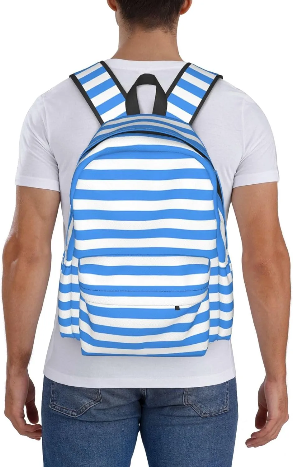 Nicaragua Flag Stripes Casual Backpack Large Capacity Travel Backpacks Laptop Daypack Commuter Rucksack Adjustable Strap Sports Bags for Hiking Biking