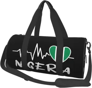 Nigeria Heartbeat Duffel Bag Gym Bag Travel Sports Tote Large Foldable Beach Swim Yoga2