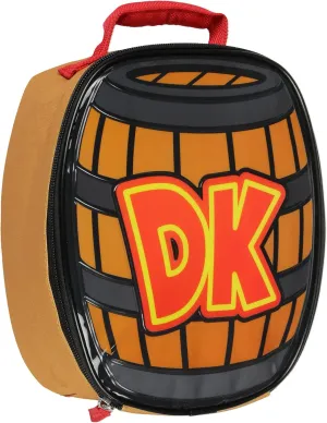 Nintendo Donkey Kong DK Barrel Shaped Insulated Lunch Bag Tote For Hot And Cold Food, Drinks, And Snacks