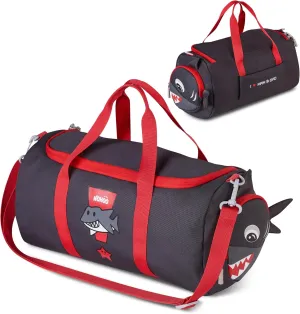 NOHOO Kids Small Duffle Bag, Girls Boys Travel Bag for School Practice or Overnight, Waterproof Duffel Bag for Sports Gym Travel Dance - Grey Shark
