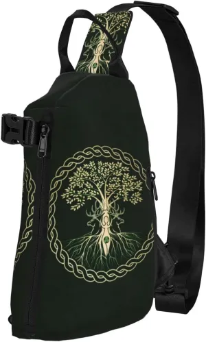 Norse Viking Goddess Wiccan Wicca Pagan Sling Backpack Rope Crossbody Shoulder Bag for Men Women Travel Hiking Outdoor Daypack